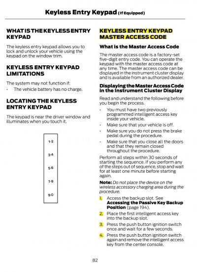 2024 Expedition Owner's Manual - Keyless Entry Keypad Master Access Code - Page 82.jpg