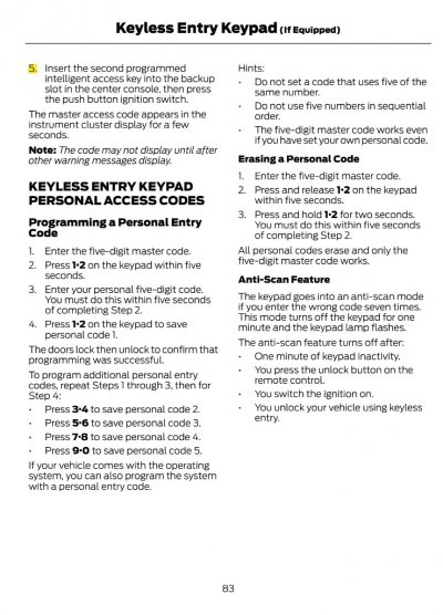 2024 Expedition Owner's Manual - Keyless Entry Keypad Master Access Code - Page 83.jpg