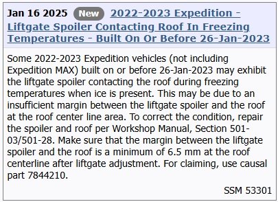 Special Service Message 53301 - Liftgate Spoiler Contacting Roof In Freezing Temps- 01-16-2025.jpg